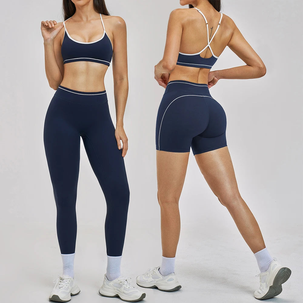 2PCS Yoga Suit for Women Tracksuit Fitness Outfits Gym Clothes Sports Bra Shorts Shorts Workout Sets Gym Long Sleeves Sportswear