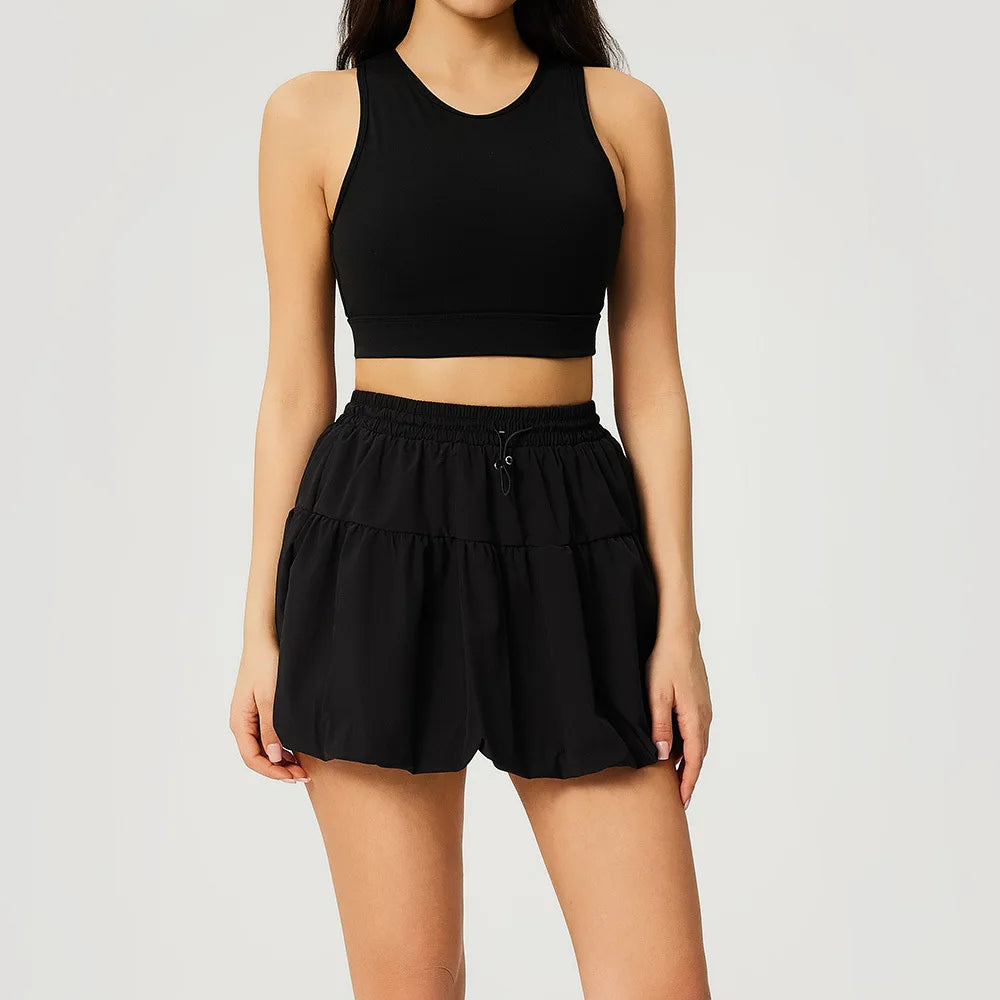 Women 2Pcs Yoga Set High Waist Workout Outfits Gym Wear Gym Clothing Sports Suits Fitness Tracksuit Sportswear Sports Skirt Suit