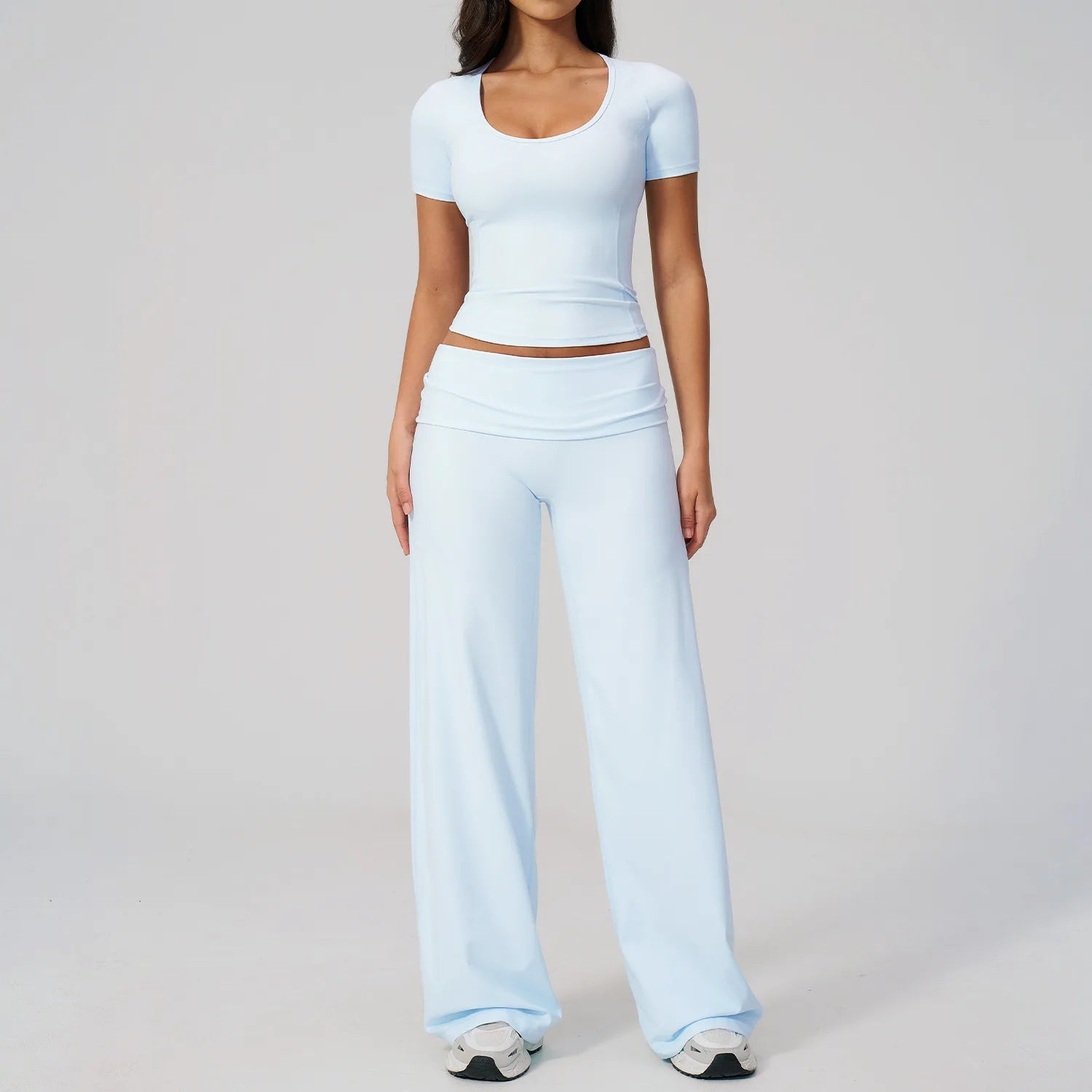 2PCS Yoga Suit Women Tracksuit Sports Set Gym Set Running Workout Clothes Short Sleeves Sports Bra Athletic Wear Yoga Clothing