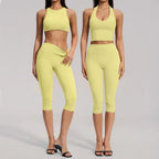 Yoga Capri Pants Set 2PCS Yoga Suit Sports Set Women Clothes Gym Set Women Tracksuit Running Workout Athletic Wear Yoga Clothing