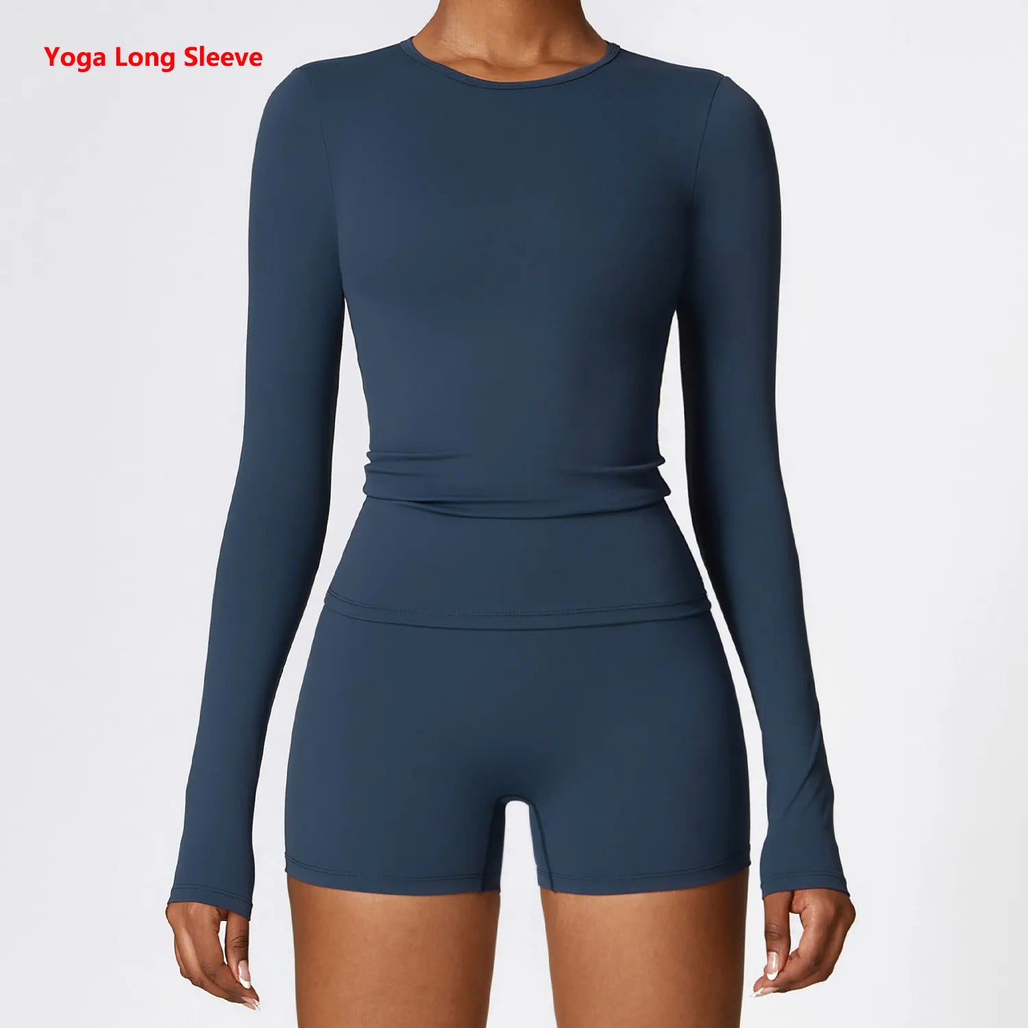 Yoga T-shirts Solid Sports Top Women Long Sleeve Gym Workout Running Shirts Sexy Exposed Navel Quick Dry Fitness Gym Sport Wear
