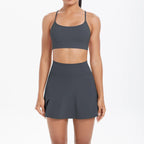 JUREN Yoga Outfits Women Tracksuit Sport Bras Shorts Workout Set Women Yoga Clothes Fitness Yoga Short Skirt Gym Set Yoga Sets