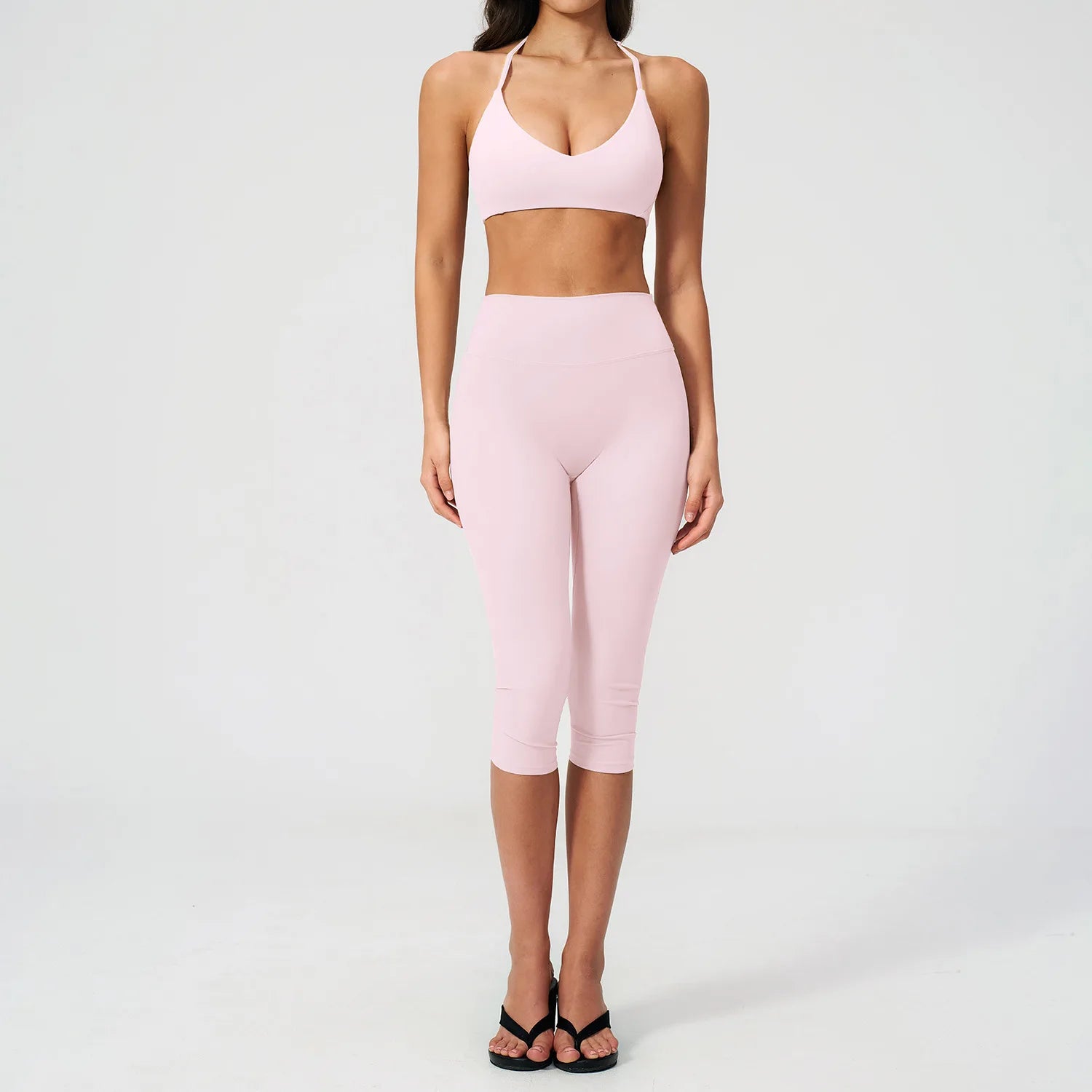 Yoga Set 2PCS Sports Set Short Sleeve Fitness Outfits Women Tracksuit Workout Clothes Running Capri Pants Gym Suit Athletic Wear