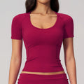 JUREN Sport Shirt Women Fitness Short Sleeve Top Gym Workout Yoga Blouse Quick Dry Breathable Cycling Running Tee Versatile Top