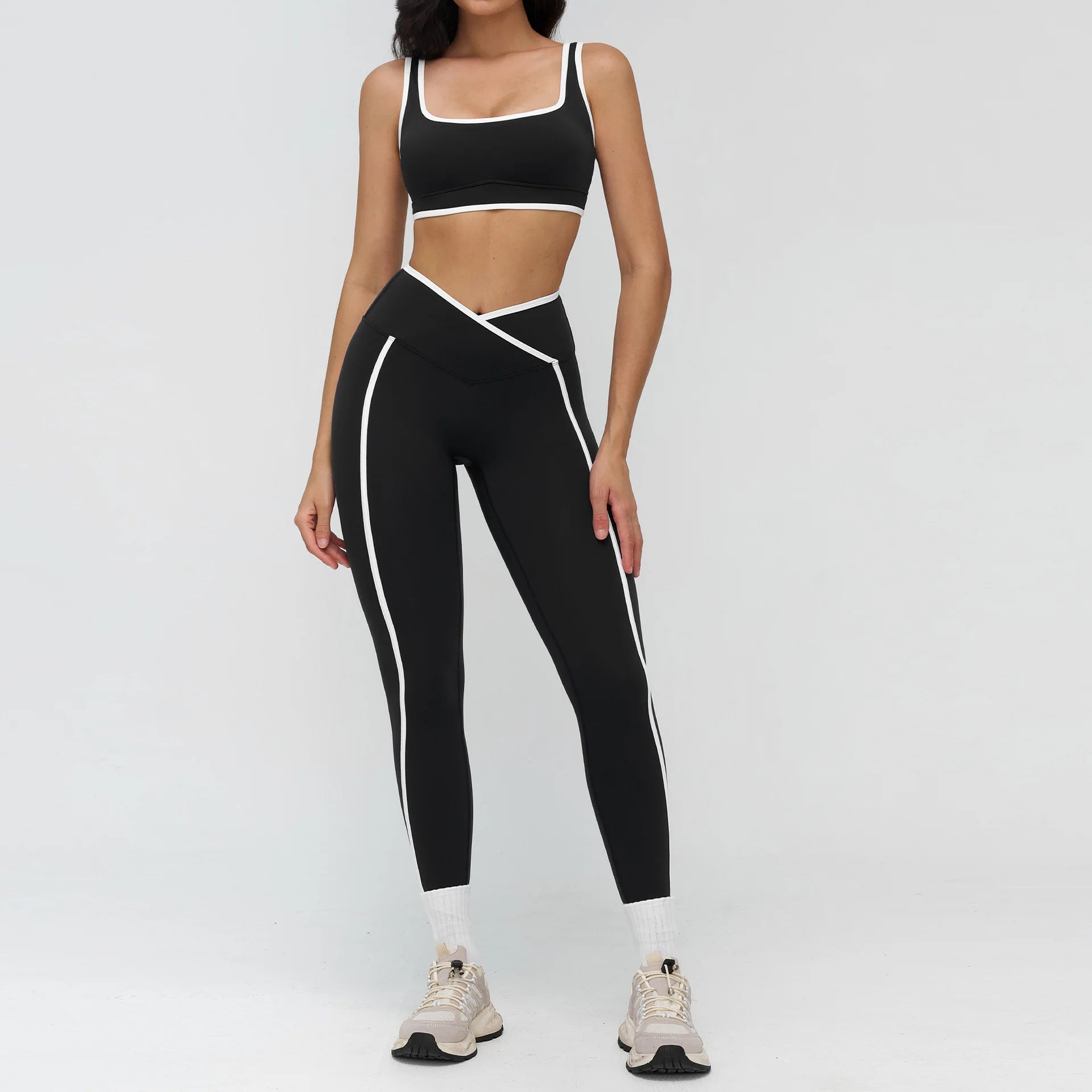 2 Pieces Yoga Set Workout Outfits Fitness Sportswear Gym Tracksuit High Waist Leggings Sports Bra Athletic Wear Women Clothes