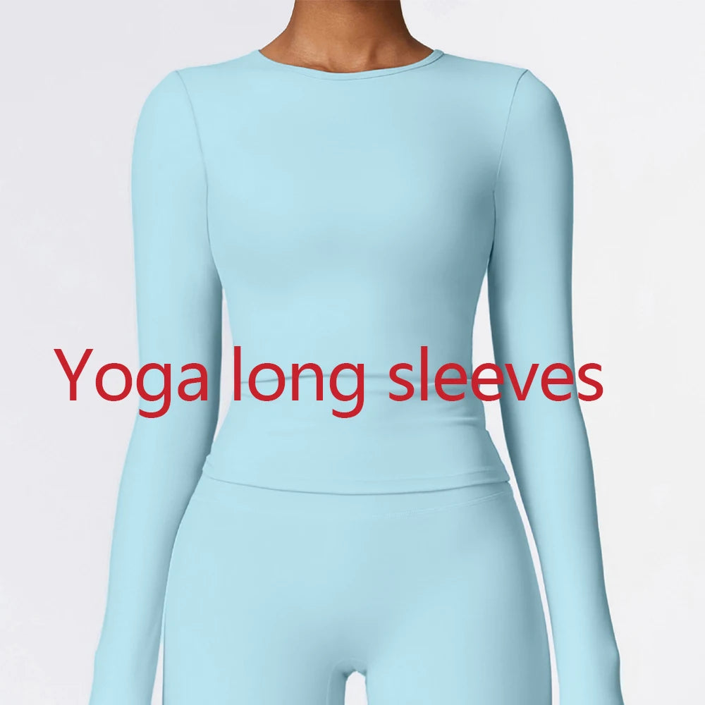 JUREN Sports Long Sleeve Shirt Quick Dry Yoga Clothes Gym Top Women Breathable Fitness Tops Yoga Shirt Women Workout Top Female