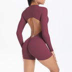 Gym Jumpsuit Women's Fitness Suit Short Set Sports Overalls Woman Tracksuit Yoga Clothing Zipper Long Sleeved Workout Sportswear