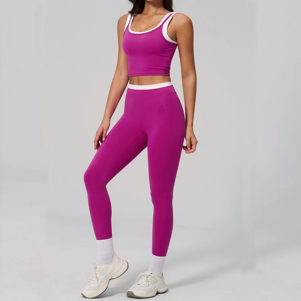 2PCS Yoga Set Women's Tracksuit Athletic Wear Pilates Fitness Clothes Gym Outfits Workout Sets Push Up Sports Bra Leggings Suit