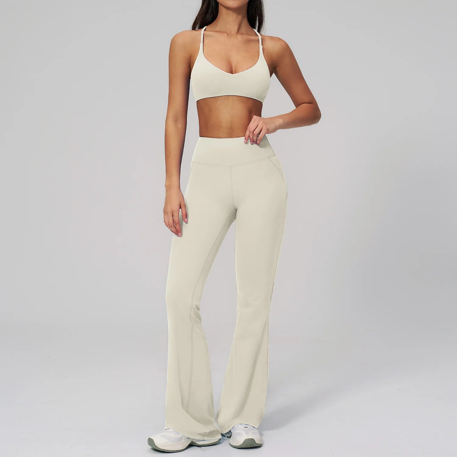 Women's Tracksuit Yoga Set 2 Pieces Athletic Wear Workout Sportswear Gym Clothing High Waist Bell-bottoms Fitness Sports Suits