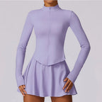 Summer Yoga Set 2 Pieces Outdoor UV Protection Sports Long sleeved Sunscreen Coat Quick drying Ice Silk Cool Running Short Skirt