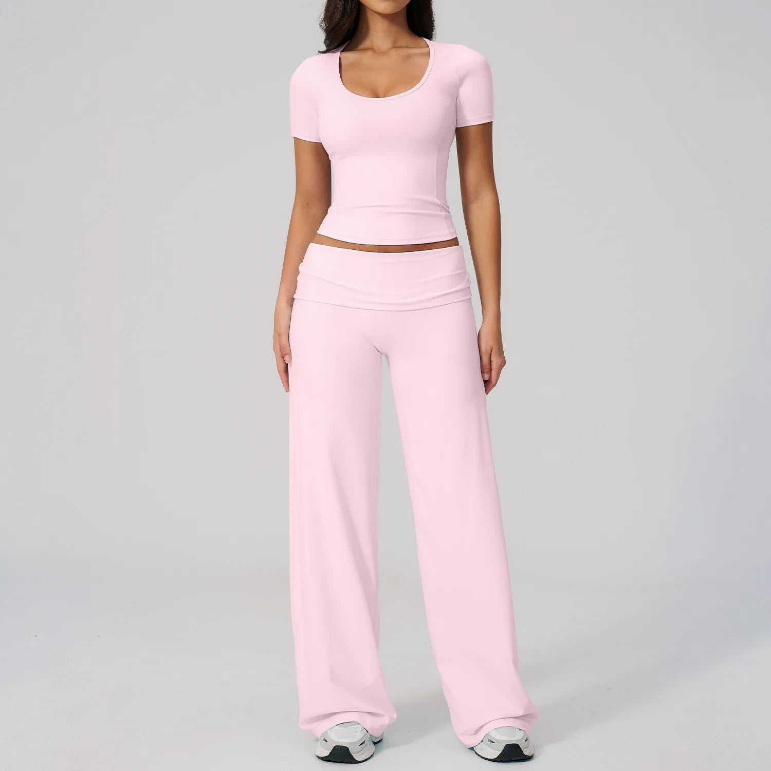 2PCS Yoga Suit Women Tracksuit Sports Set Gym Set Running Workout Clothes Short Sleeves Sports Bra Athletic Wear Yoga Clothing