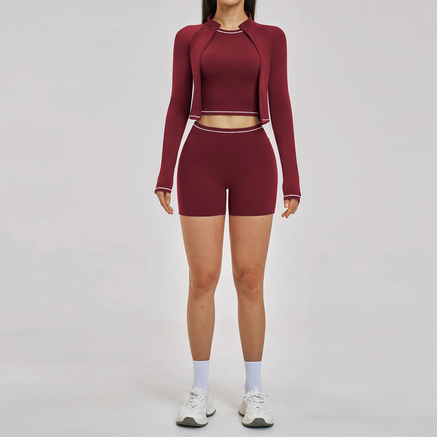 Yoga Suit 3PCS Sports Set Women Outfits Sportswear Gym Sets Women Tracksuit Running Workout Long Sleeve Sports Bra Yoga Clothing