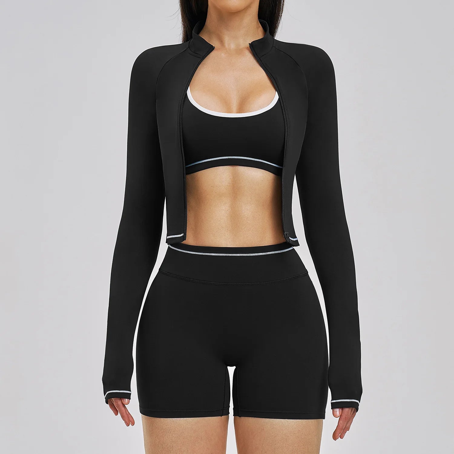 3PCS Yoga Suit Women Tracksuit Sports Outfits Gym Set Running Workout Clothes Long Sleeve Sports Bra Athletic Wear Yoga Clothing