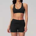 2PCS Athletic Wear Women's Tracksuit Sports Yoga Set Fitness Outfits Gym Clothes Sportswear Knitted Short Sleeve Top Gym Shorts