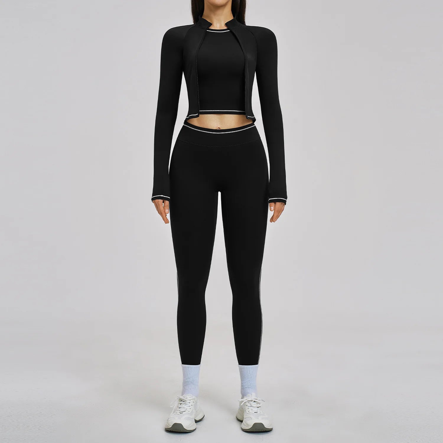 Yoga Suit 3PCS Sports Set Women Outfits Sportswear Gym Sets Women Tracksuit Running Workout Long Sleeve Sports Bra Yoga Clothing
