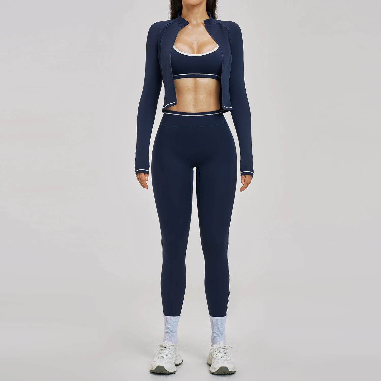 3PCS Yoga Suit Women Tracksuit Sports Outfits Gym Set Running Workout Clothes Long Sleeve Sports Bra Athletic Wear Yoga Clothing