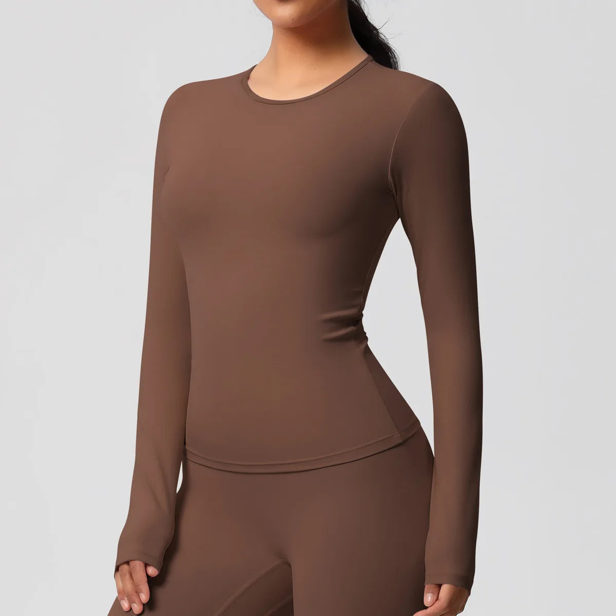 JUREN Yoga Shirts For Women Long Sleeve Fitness Running Push Up Gym Clothes Workout Dry Fit Breathable High Elastic Sports Top