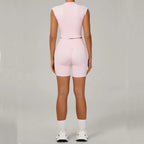 Yoga Sets Workout Sets Women Tracksuit 2 Pieces Gym Suits Yoga Short Sleeves High Waist Shorts Outfits Running Fitness Clothes