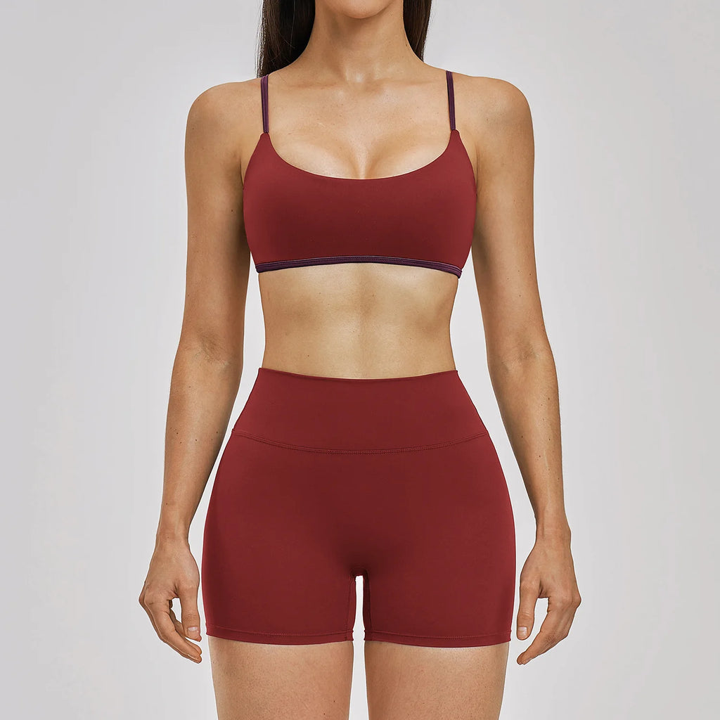2 Pieces Yoga Set Women's Tracksuit Workout Sportswear Gym Clothing High Waist Leggings Fitness Bra Sports Suits Shorts Shorts