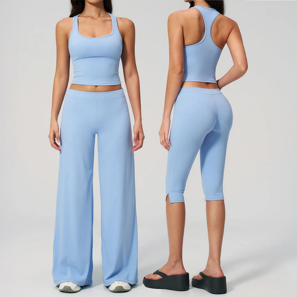 2 Pieces Yoga Set Women's Tracksuit Athletic Wear Fitness Suit Gym Outfits Workout Clothes Push Up Sports Bra Capri Pants Suit