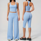 2 Pieces Yoga Set Women's Tracksuit Athletic Wear Fitness Suit Gym Outfits Workout Clothes Push Up Sports Bra Capri Pants Suit