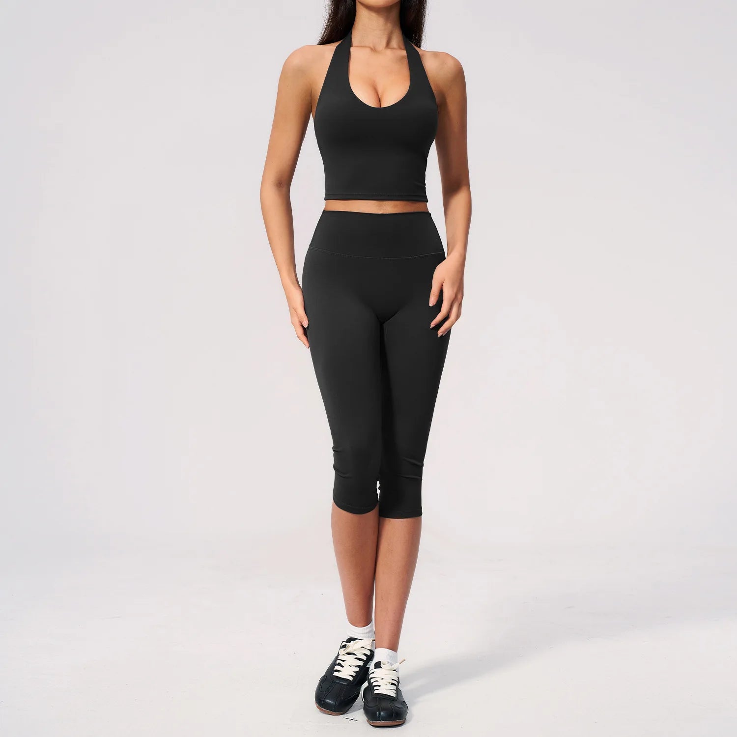 Yoga Capri Pants Set 2PCS Yoga Suit Sports Set Women Clothes Gym Set Women Tracksuit Running Workout Athletic Wear Yoga Clothing