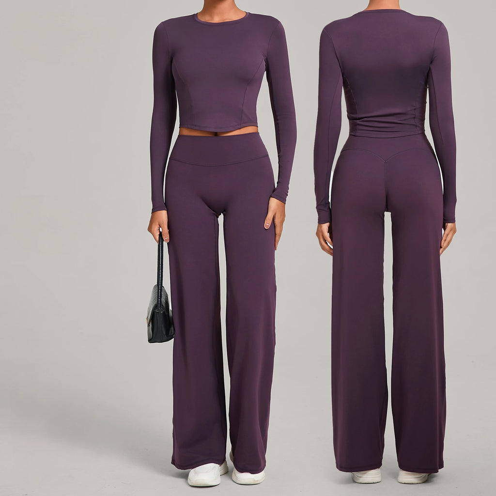 Gym Outfits 2PCS Yoga Suit Sports Set Women Sportswear Quick-Drying Women Tracksuit Running Workout Long Sleeve Yoga Clothing