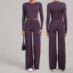 Gym Outfits 2PCS Yoga Suit Sports Set Women Sportswear Quick-Drying Women Tracksuit Running Workout Long Sleeve Yoga Clothing