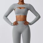 Sports Camisole Yoga Long Sleeved 1 Piece Shawl Yoga Top Nude Fitness Yop Gym Push Ups Workout Tops Running Sports Smock