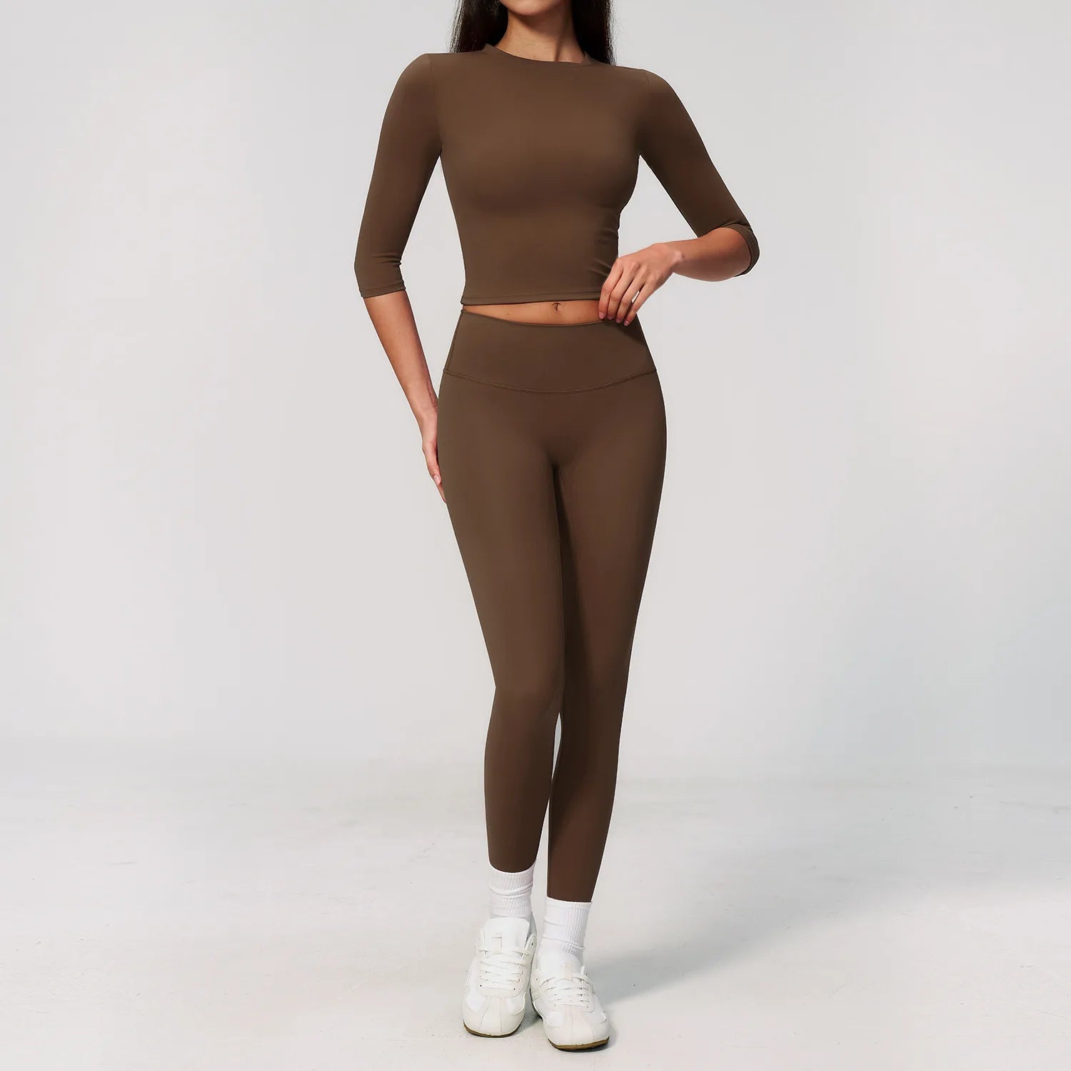 Yoga Set 2PCS Workout Outfits Fitness Half Sleeved Sportswear Gym Tracksuit Leggings Sports Bra Athletic Wear Set Women Clothes