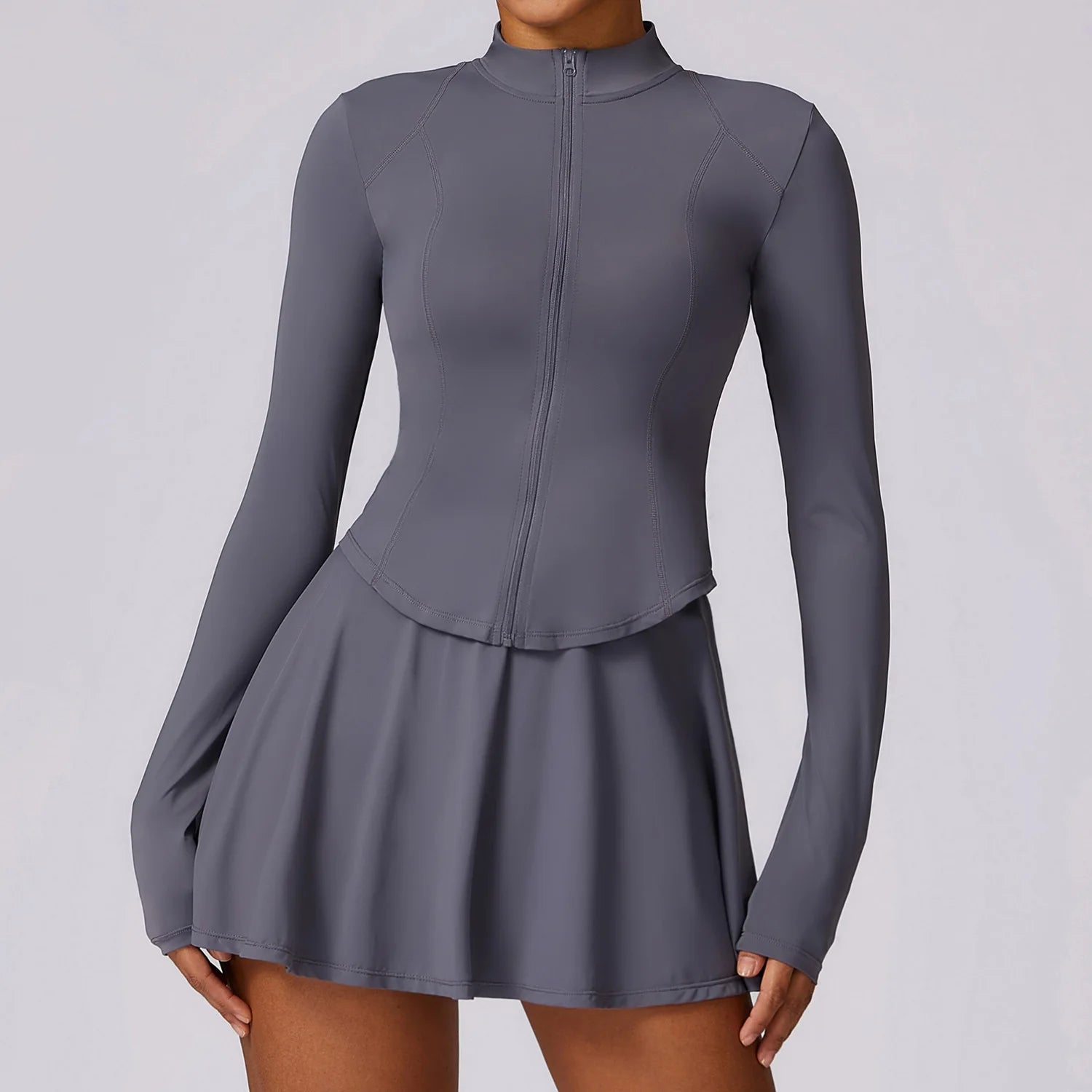 Summer Yoga Set 2 Pieces Outdoor UV Protection Sports Long sleeved Sunscreen Coat Quick drying Ice Silk Cool Running Short Skirt