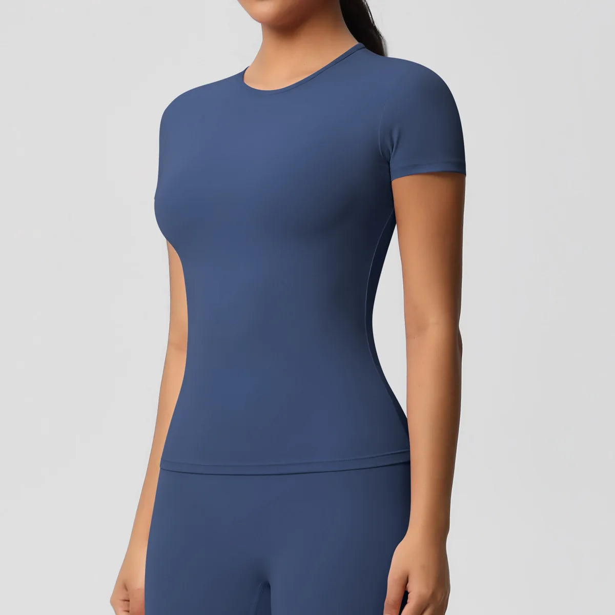 JUREN New Women Running Sports T Shirt Summer Short Sleeve Round Neck Breathable Stretchy Gym Yoga Slim Fitness Active Top Tee