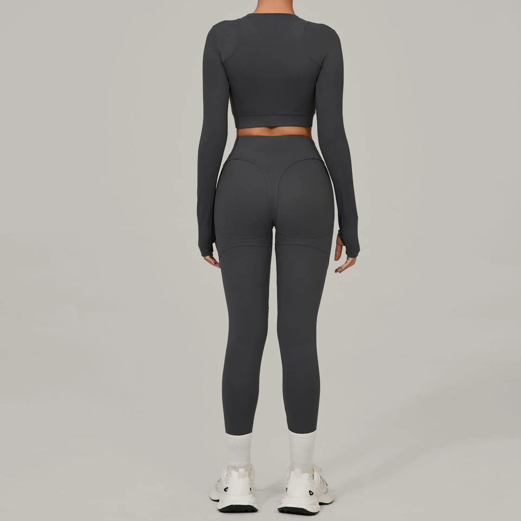 Women Tracksuit 2PCS Yoga Suit Sports Set Women Quick-Drying Gym Set Running Workout Long Sleeve Sports Shirt Yoga Clothing