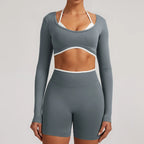 Seamless Yoga Set 2PCS Women Tracksuit Workout Outfits Sportswear Gym Clothes Fitness Leggings Sports Long Sleeves Athletic Wear