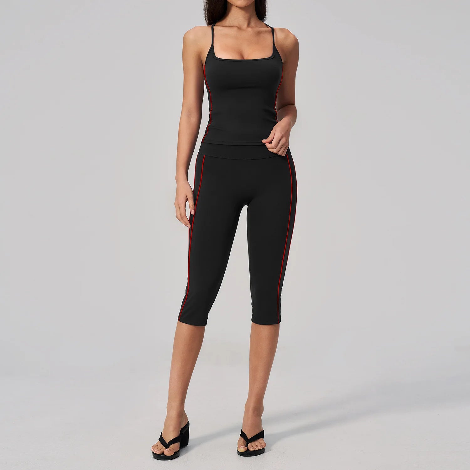 2 Pieces Yoga Set Workout Outfits Fitness Sportswear Gym Tracksuit High Waist Capri Pants Sports Bra Athletic Wear Women Clothes