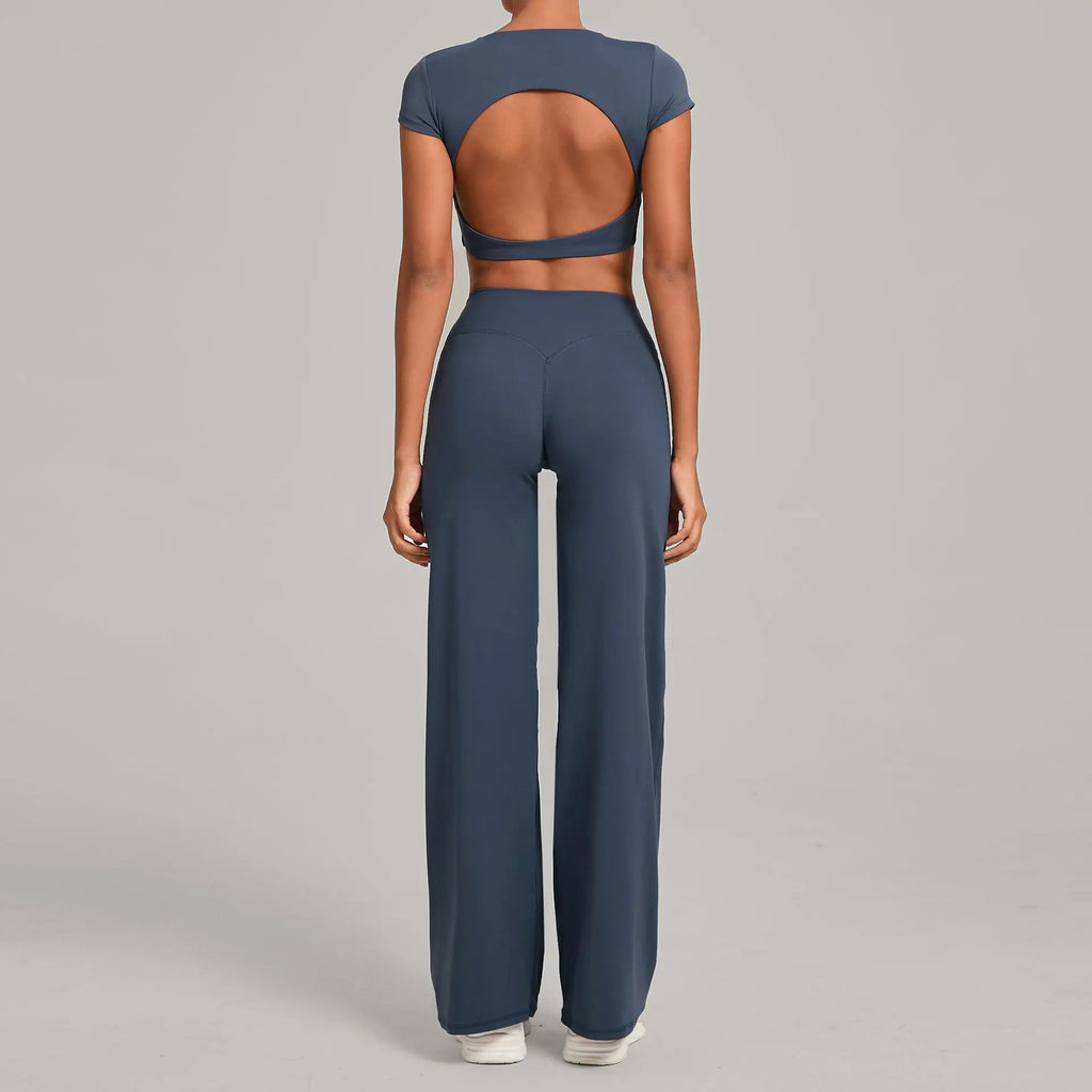 Women Tracksuit Yoga Suit 2PCS Sports Outfits Gym Set Running Workout Clothes Sports Short Sleeves Athletic Wear Yoga Clothing