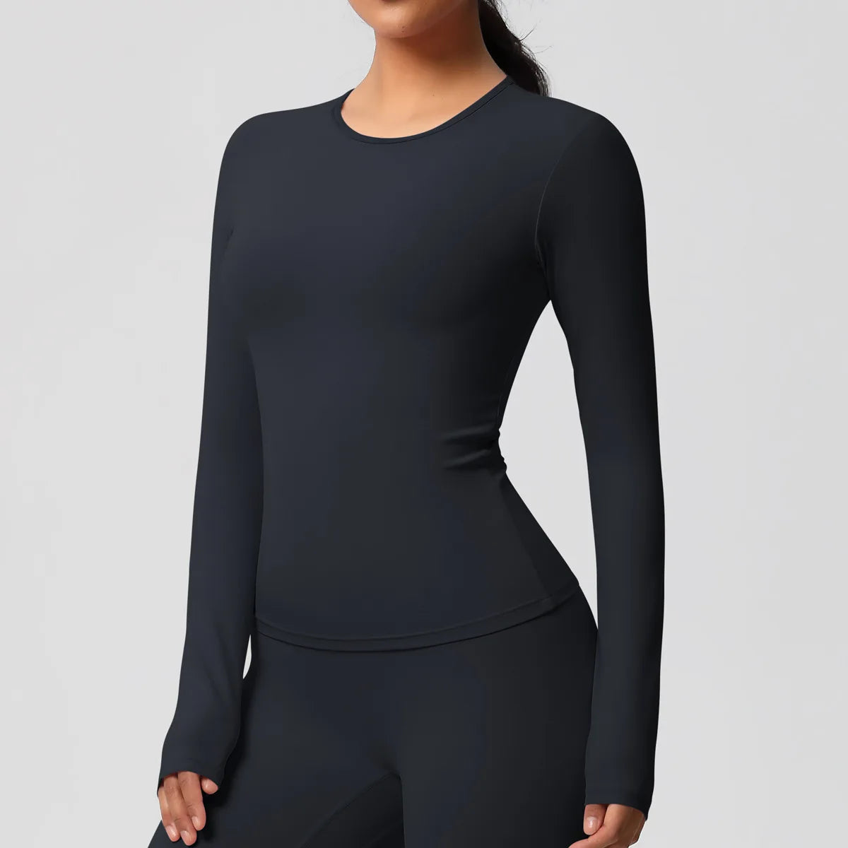 JUREN Yoga Shirts For Women Long Sleeve Fitness Running Push Up Gym Clothes Workout Dry Fit Breathable High Elastic Sports Top