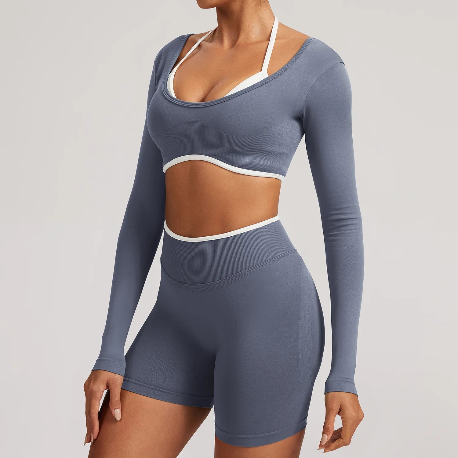 Seamless Yoga Set 2PCS Women Tracksuit Workout Outfits Sportswear Gym Clothes Fitness Leggings Sports Long Sleeves Athletic Wear