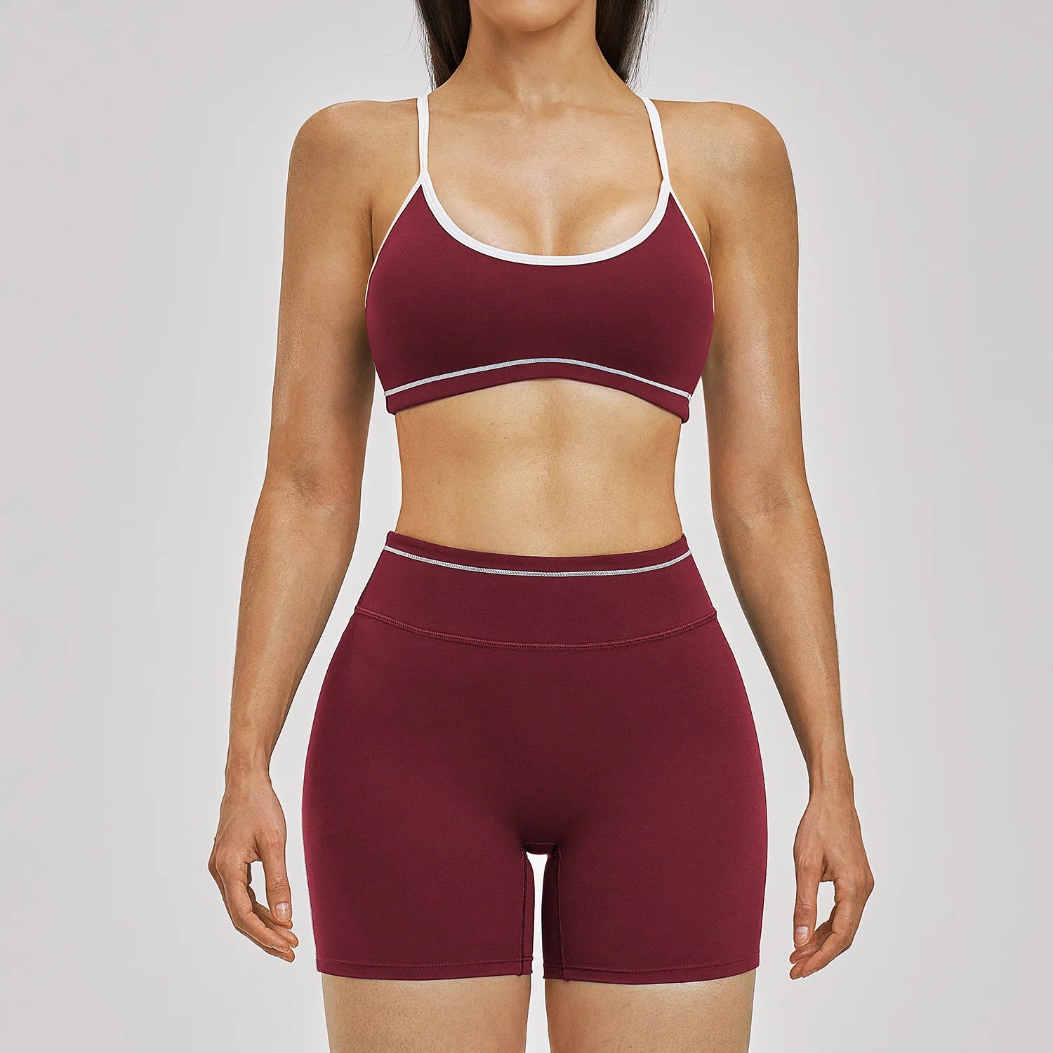 2PCS Yoga Suit for Women Tracksuit Fitness Outfits Gym Clothes Sports Bra Shorts Shorts Workout Sets Gym Long Sleeves Sportswear