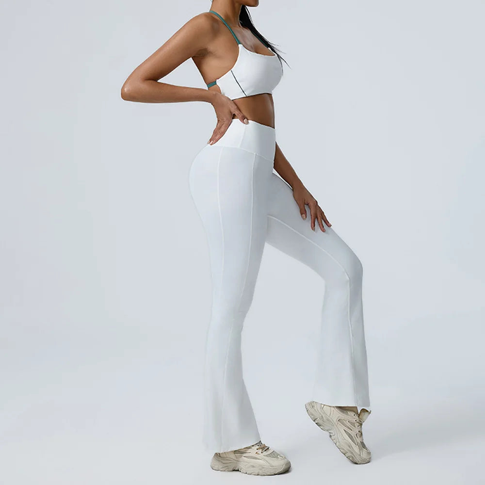 JUREN Workout Clothes Women's Tracksuit 2PCS Yoga Set Sportswear Gym Clothing High Waist Leggings Sportswear Fitness Sports Bra