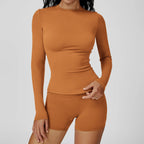 JUREN Yoga Shirts For Women Long Sleeve Fitness Running Push Up Gym Shirts Female Workout Breathable High Elastic Sports Top