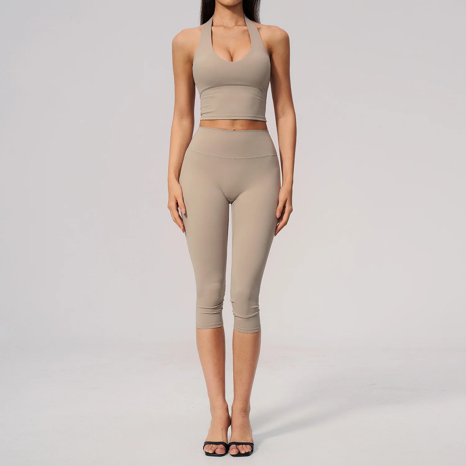 Yoga Capri Pants Set 2PCS Yoga Suit Sports Set Women Clothes Gym Set Women Tracksuit Running Workout Athletic Wear Yoga Clothing