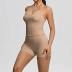 JUREN Yoga Sport Set Women Seamless Crop Top Bra Shorts Yoga Set Comfort Elastic Sportsuit Workout Outfit Fitness Gym Clothes