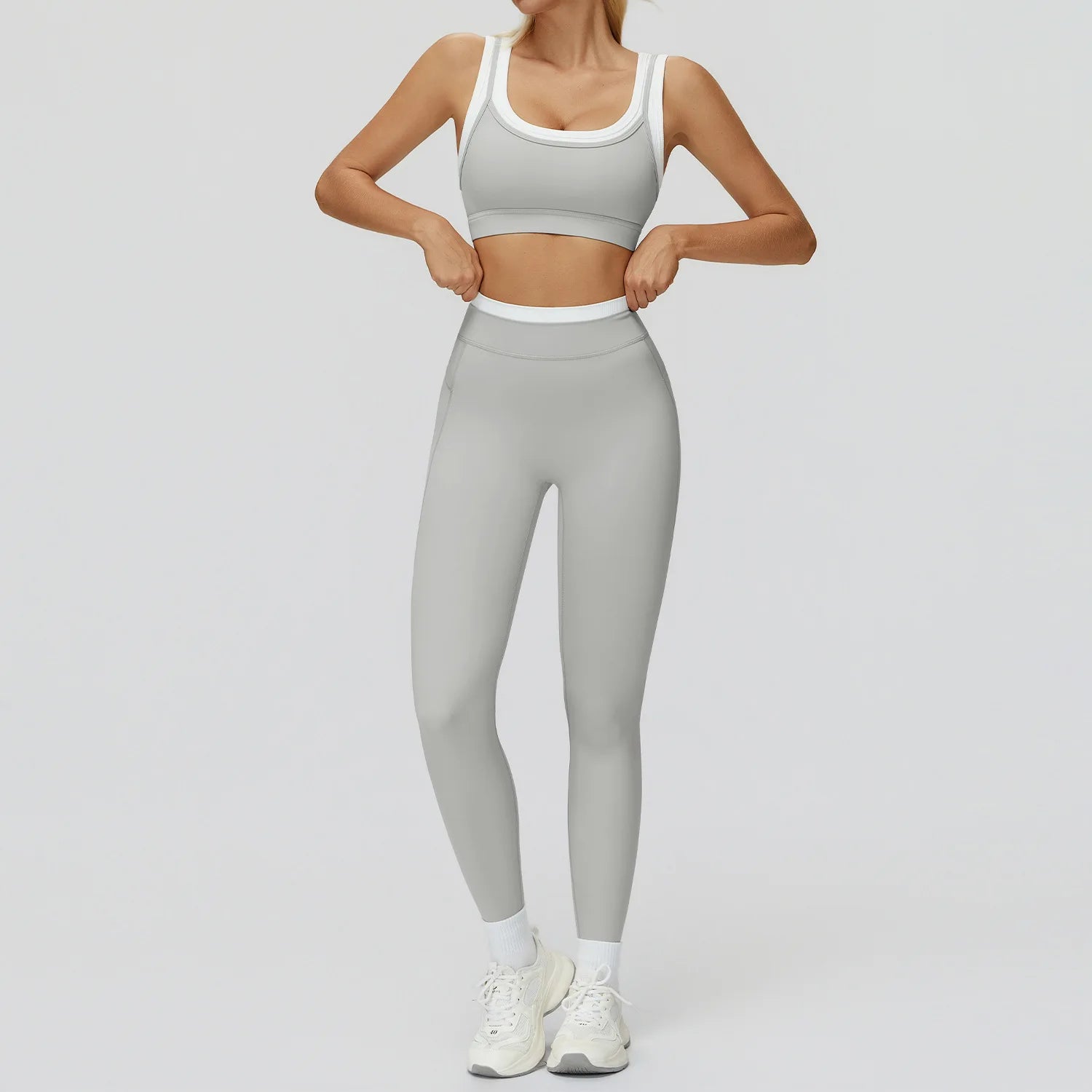 2PCS Sportswear Women Yoga Set Gym Clothes Workout Outfits Sportswear Yoga Suits Fitness Set Tracksuits Sports Bra Gym Leggings