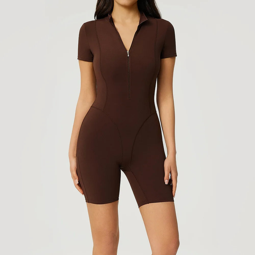 Women Bodysuits Tummy Control Butt Lifting Shapewear Fitness Short Sleeves Sports Jumpsuits Yoga Set Gym Push Up Workout Clothes