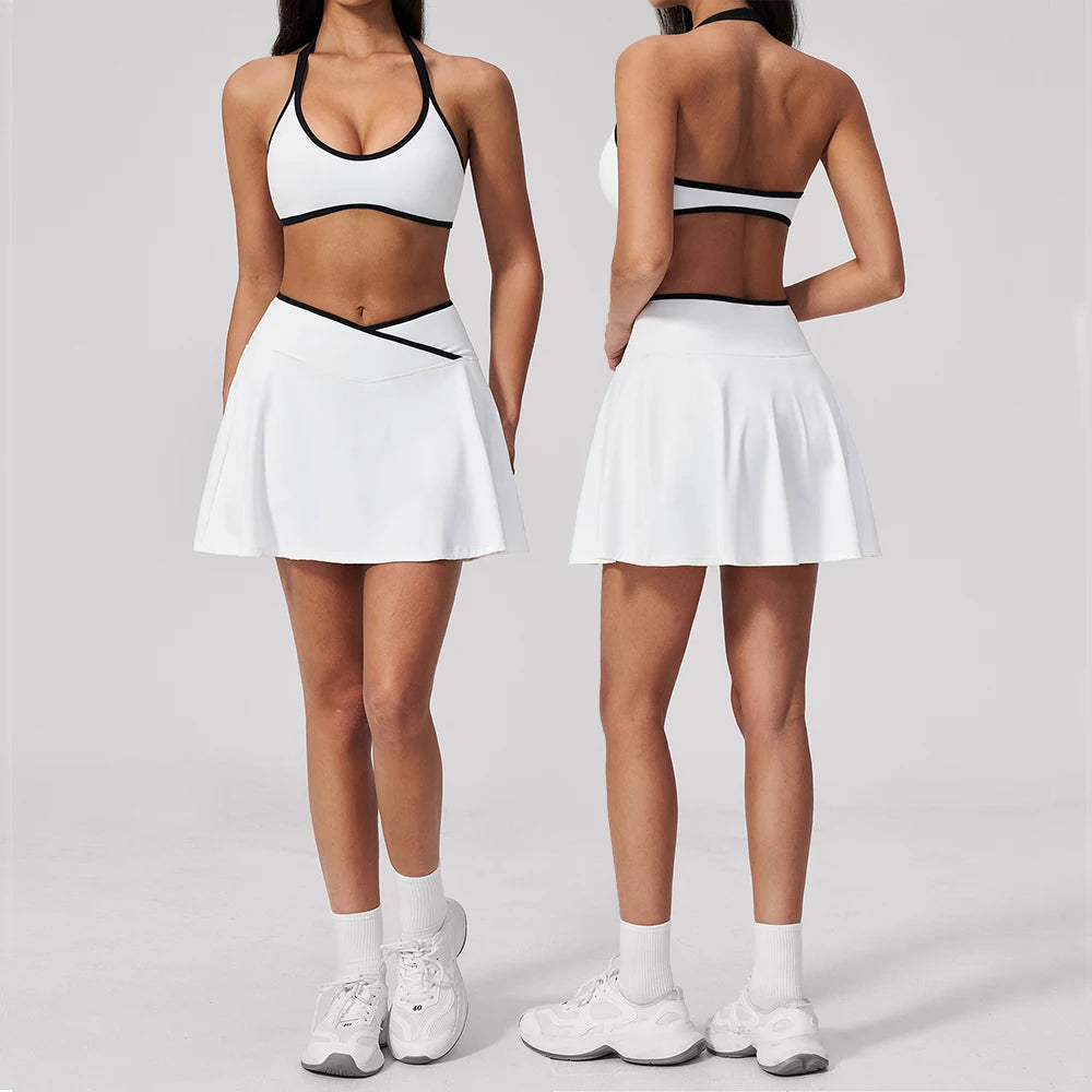 Women's Tracksuit 2-Piece Yoga Suit Sportswear Push Up Fitness Suit Gym Clothes Sports Bra Yoga Skirt Workout Set Gym Outfits