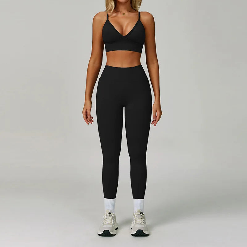 Seamless Yoga Suit 2PCS Sports Set Women Tracksuit Gym Running Workout Clothes Sports Long Sleeve Athletic Wear Yoga Clothing
