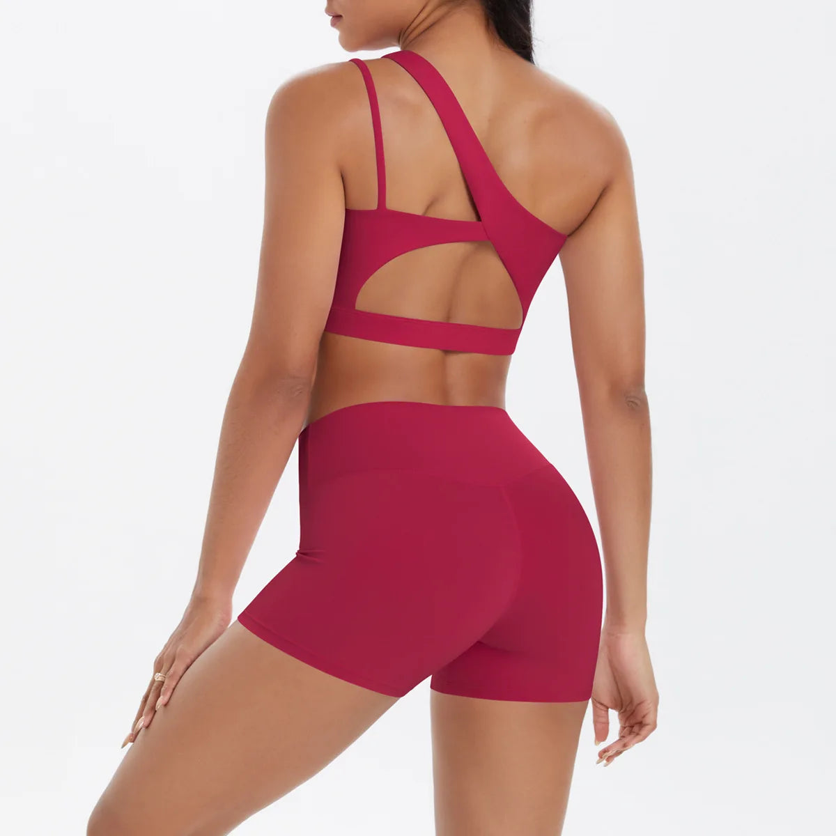 JUREN Yoga Clothes Set 2 Piece Gym Sports Shorts Set Women Tracksuit High Waist Shorts Fitness Suit Running Bra Workout Outfits