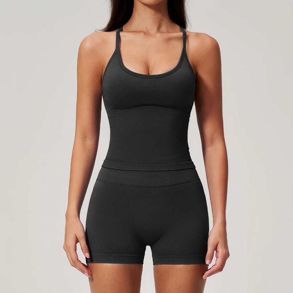2 Pieces Seamless Yoga Set Women Tracksuit Gym Clothing Scrunch Bum Leggings Padded Bra Workout Outfits Fitness Sportswear Suits