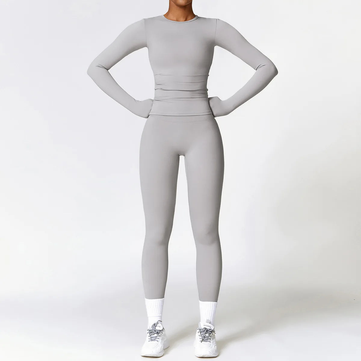 2PCS Yoga Suit Women Sports Outfits Quick-Drying Gym Set Women Tracksuit Running Workout Long Sleeve Sports Shirt Yoga Clothing
